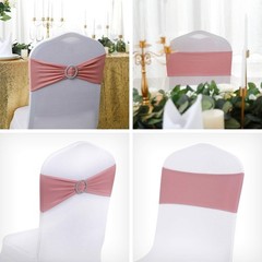 Versatile 25pcs Dusty Pink Spandex Chair Sashes for Weddings & Celebrations