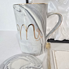 Mr & Mrs Ceramic Mug Set Wedding Anniversary Gift Boxed Matching Pair