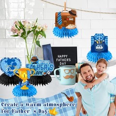 Fathers Day Decorations Honeycomb,12pcs Double Sided Fathers Day Centerpieces…