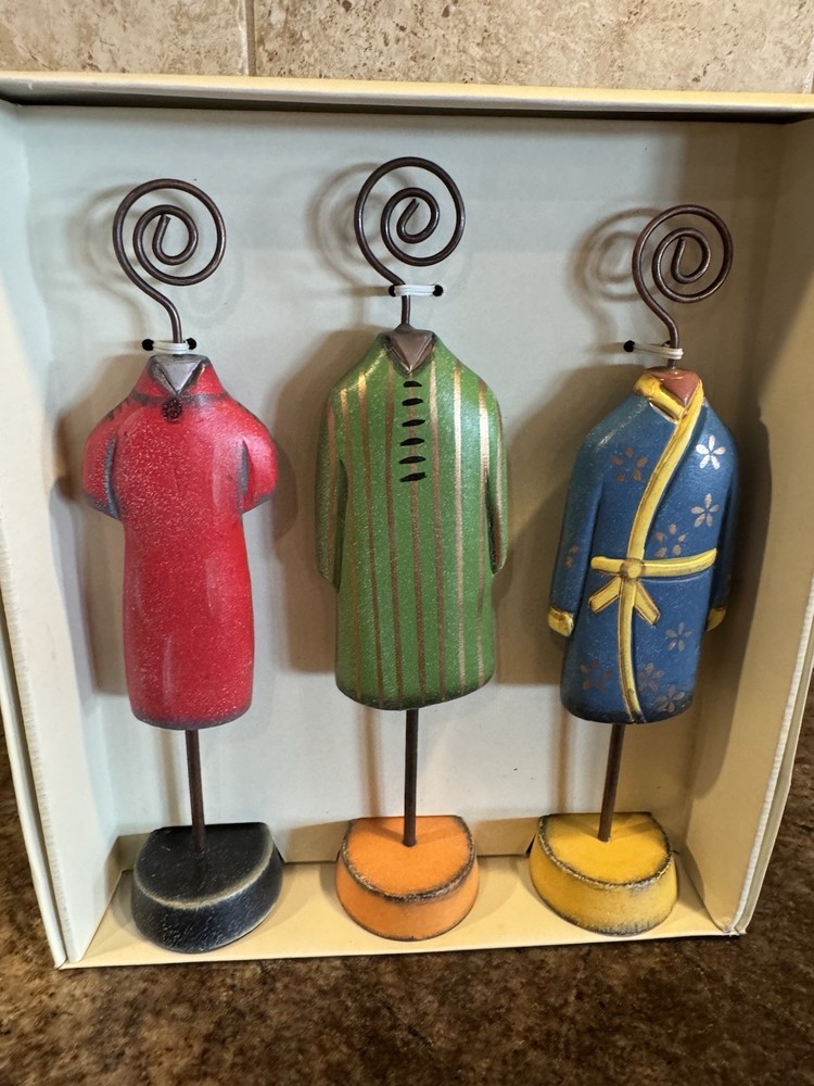 Pier 1 Imports Dress Form Photo Holders Set of 3 Card Memo Holders w Box
