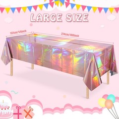3 Pack Rose Gold Plastic Tablecloth, Disposable Rectangle 3 Pack,