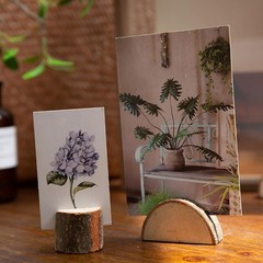 50 Pieces Wooden Place Card Holders with 50 Kraft Paper Cards, Rustic Wood Table