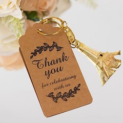 Balsa Circle 10 Gold Eiffel Tower 4 in Plastic Keychains with Thank 2″,