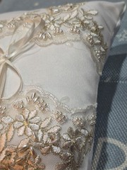 Wedding His/Her Ring Pillow Beaded & Embroidered Beautiful