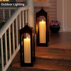 14″ x 4″ Large Outdoor Candle with Timer Waterproof Flickering 14in-1Pack White