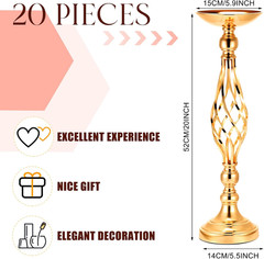 Elegant Gold Metal Flower Stand Set – 20 Pcs Wedding Centerpieces & Candle Holde