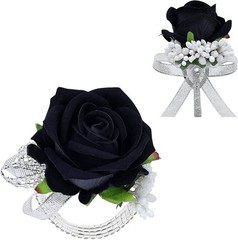 Rose Black Corsage And Boutonniere Set For Weddings And Special Occasions