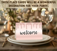 Blush Pink Place Cards, Seat Cards for Table Setting, Pack of 25 Half-Fold Recep