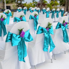 4x Teal Blue Satin 12″x 108» Table Runner Bright Silk Smooth Wedding Party