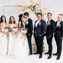 12Pc Wedding Bridesmaid Bouquets Groomsmen Boutonniere Artificial Rose White Set