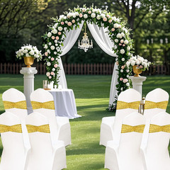 Set of 100 Sequin Gold Chair Sashes for Chair Cover Wedding Party Decorations