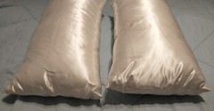 Set 2 Tie Back 20″ x 9″ Polyester Satin Kneeling Pillows White Wedding Boda Lot