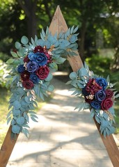 Udoula Artificial Navy Blue Wedding Arch Flower & Burgundy & Gold