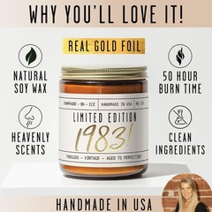 42nd Birthday Gifts for Women – ‘Limited Edition 1983’ Soy Candle, Amber