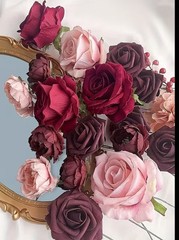 Artificial Flowers Medium Size, Red/Pink Roses – Wedding Flowers/Decor, box