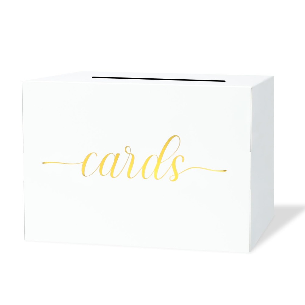 Mulbozy White Wedding Card Box, Gift Cards 10.6 x 7.48 x inches,