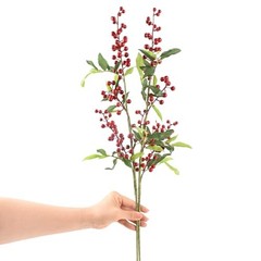 Artificial Berries, 2pcs Artificial Redberry with Stems 27.5″ Lifelike Fruits