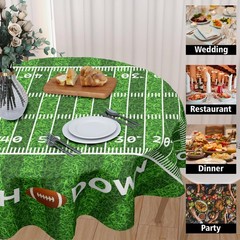Football Round Tablecloth 70 Inch Rugby Football Pattern Circle Table Cloth G…