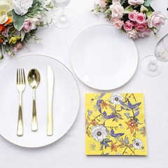 20 Yellow 13×13 in Cocktail Paper Napkins Floral Design Wedding 13″,