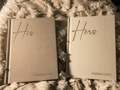 ZICOTO Modern His & Hers Wedding Vow Books Set of 2, 2.5×4 Cream/Beige