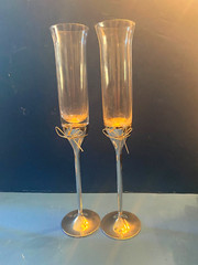 2 Vera Wang Crystal Champagne Glass Flutes Wedgwood Love Knots Bows Toasting