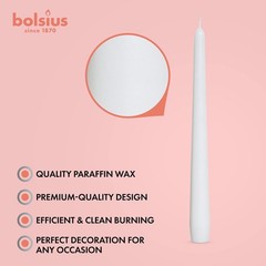 BOLSIUS White Taper Candles – 4 Pack Unscented 10 Inch Dinner Candle