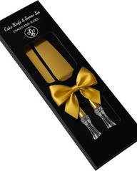 Timeless Cake Server Set – Gold Stainless Steel Knife & Crystal Handle Gift Idea