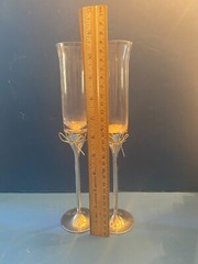 2 Vera Wang Crystal Champagne Glass Flutes Wedgwood Love Knots Bows Toasting