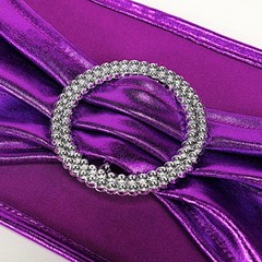 10 Purple Metallic Spandex Chair Sashes with Silver Buckles Wedding Decorations