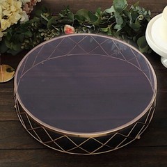 Gold Clear 16 in Round Metal Glass Geometric CAKE STAND Wedding Home Decorations