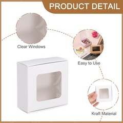 16Pcs Kraft Soap Boxes 2.6″ x 2.6″ x 1.2″ Mini Kraft Treat Boxes White