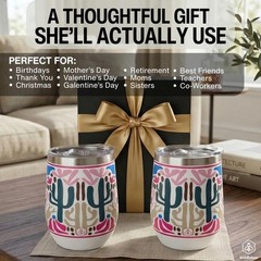 Biddlebee 12 Oz Stemless Wine Tumblers with Lids, 2-Pack – Insulated Stain