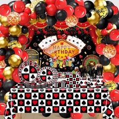 269 PCS Casino Theme Party Decorations: Poker Plates Napkins Cups Casino Birt…