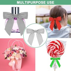 50-Pack Satin Ribbon Twist Tie Bows, 3.5″ Bow Twist Ties for Craft [Light Grey]