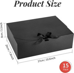 15 PCS Gift Boxes W/ Lids 10.6 x 7.8 x 3.1 Inches Bridesmaid Gift Boxes Black
