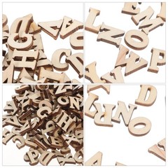 200Pcs Wooden Letter Slices Durable Wood Craft Material for Scrapbooking Beige