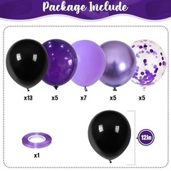 Balloons, 12 Inch Dark Purple Light Balloons with Metallic Purple Purple Black
