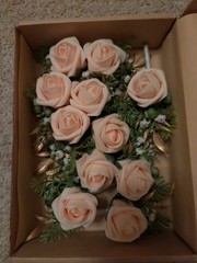 Ling’s Moment Artificial Pink Rose Wedding Bouquets w/ Greenery, 10 Pack