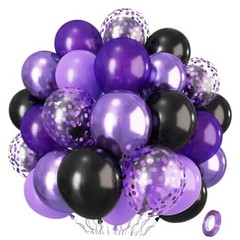 Balloons, 12 Inch Dark Purple Light Balloons with Metallic Purple Purple Black