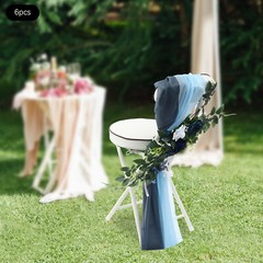Artificial Flower Wedding Chair Ornament Blue Chair Flower Decor Outdoor Wedding