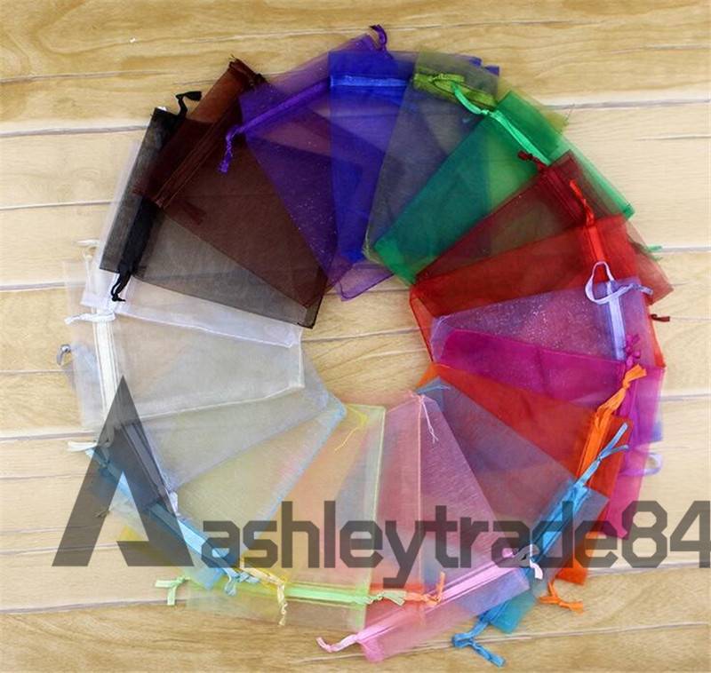 100Pcs Organza Wedding Party Favor Gift Candy Sheer Bags Jewelry Pouch