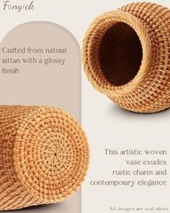 Rattan Vase, Small Braided Boho Vases for Pampas Grass & Flower Arrangement,