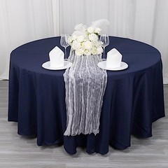 9 feet White Crinkled Sheer Organza Table Runner Wedding Party 9 feet,
