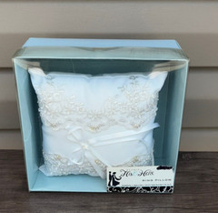 Studio His and Hers Wedding Ring Pillow 456434 White Nwt 7 x 7 x 3 Hobby Lobby
