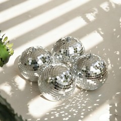 Yescom 4PCS 7″ Mirror Disco Ball Set Small Mini Hanging for Party Events Wedding