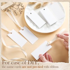100 PCS Name Place Cards Table Setting Satin Ribbon 1.57×3.54 Inch Beige Gift