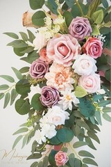 Artificial Wedding Arch Flower Kit with Chiffon Drapes Dusty Rose Champagne