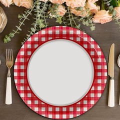 48 Pcs Pizza Red and White Plates Checkered Plaid Dessert Plates Red Picnic