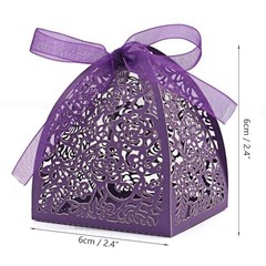 50 Pieces Beauty Laser Cut Favor Boxes DIY Wedding Birthday Gift Candy Purple