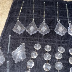 HUGE LOT ACRYLIC HANGING CRYSTALS ORNAMENTS WITH TEARDOP PRISMS & HOOKS